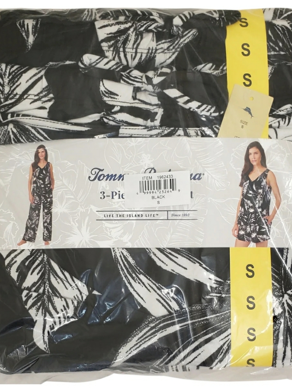 Tommy Bahama Pajama Set Women Black (Bold Tropical) 3-piece NWT